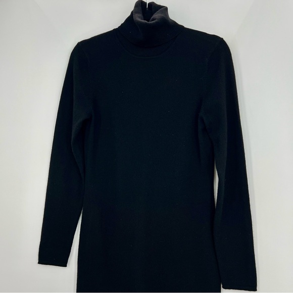 Barrow & Grove Cashmere Yarn Turtleneck Long Sleeve Mini Dress Black Knitted S - Picture 3 of 8